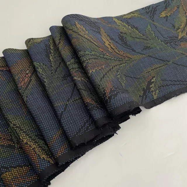 Blue Pampas #C 7x58 Vintage Indigo Dyed Oshima Tsumugi Silk Kimono Fabric OS27