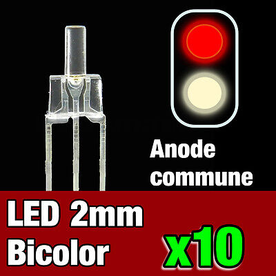 Roco 738/10# LED 2mm bicouleur rouge  blanc chaud 10pcs spécial train Jouef 