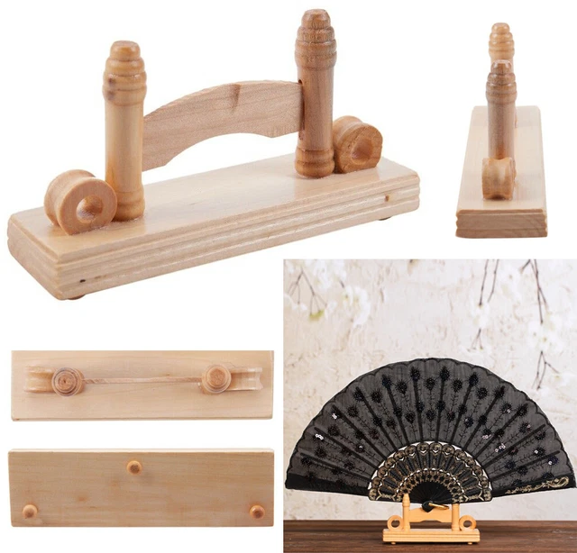 Japanese Folding Fan Display Stand Fan Holder Home Office Decoration Wooden UK