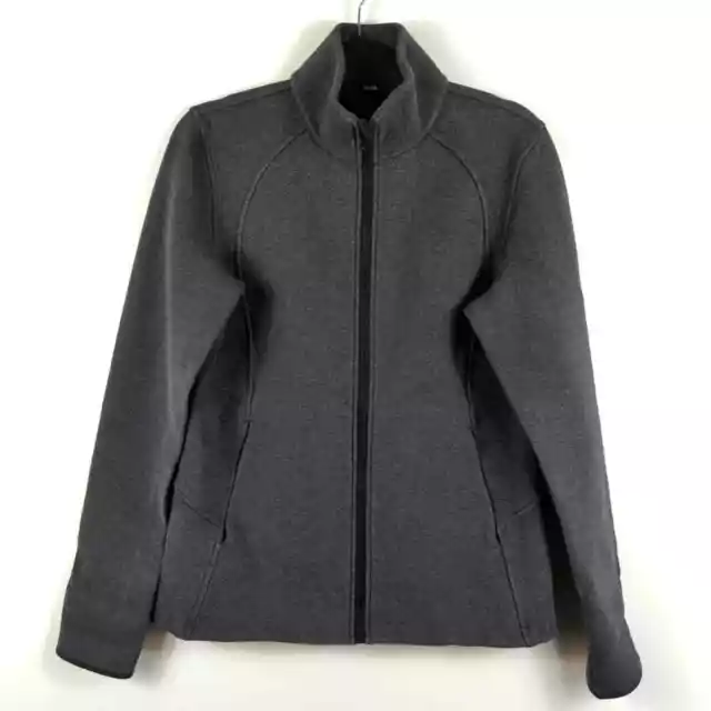 Lululemon Gray Stripe Full Zip Hooded Vented Caped Jacket w/Thumbholes  Womens 12