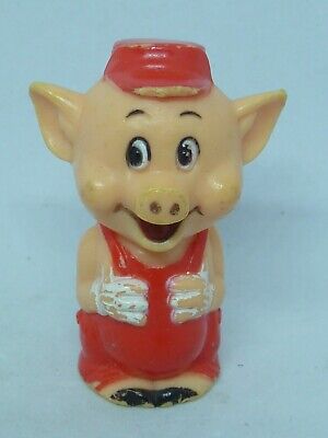 Figurine Ancienne Pvc Plastique Disney *Un Des 3 Petis Cochons Rouge
