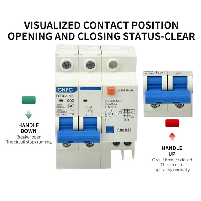 Tragbar Leitungsschutzschalter 2 Polig AC 220V-250V Ableiter DZ47LE-32