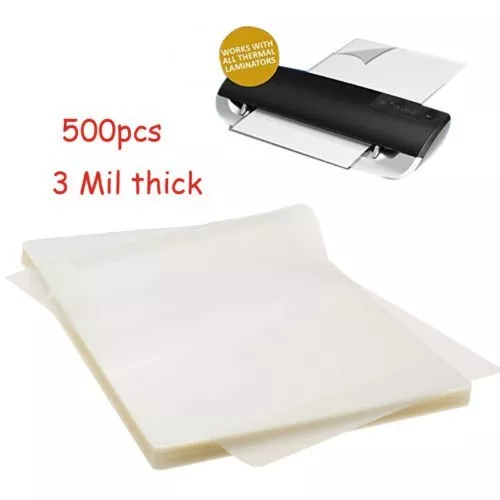 3 Mil Letter Size Clear Thermal Hot Laminating Pouches 500 Pack - 9 x 11.5 Sheet