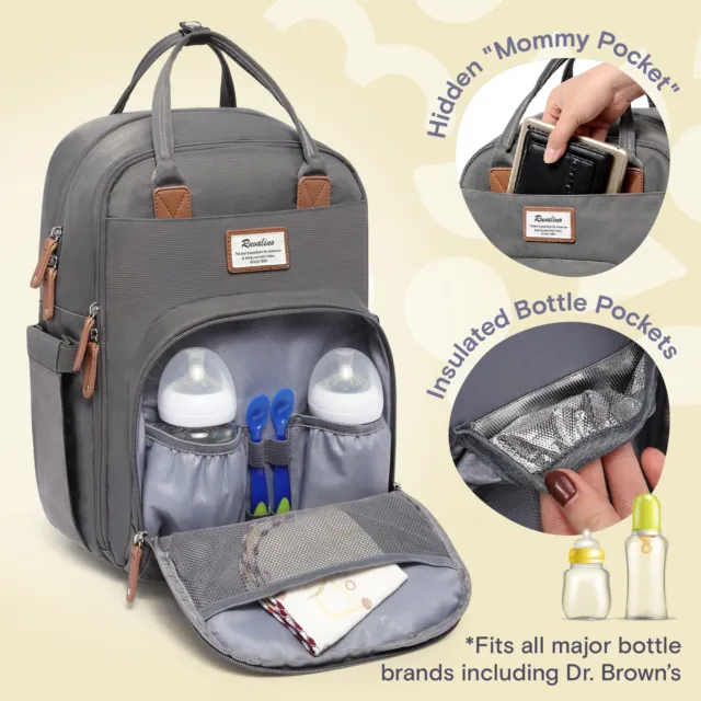 RUVALINO Diaper Bag Backpack, Multifunction Travel Back Pack Maternity Baby 2