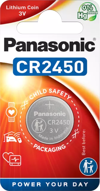 10x Panasonic 1er Blister CR2450 Lithium Knopfzelle 3 V