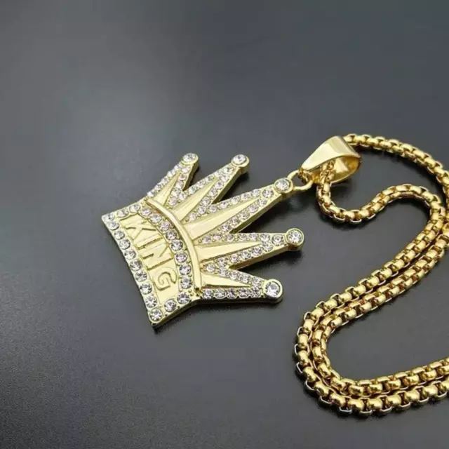 Königs Anhänger Kingkette Halskette Schmuck Gold Panzerkette Herren Rap HipHop 3