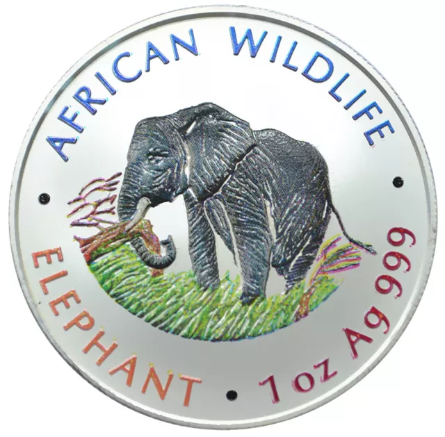 ZAMBIA 5000 Kwacha 2000 Silver 1 oz. BU Colored 'Elephant' Free Shipping