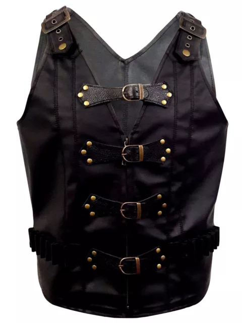 Gilet da Uomo Motociclisti Gilet Vero Nero pelle di Mucca Giacca