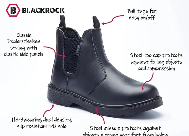 Botas de distribuidor de seguridad Blackrock negras con punta de acero talla 11 Reino Unido/UE 46,