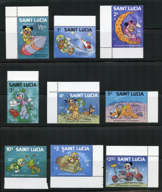St. Lucia Complete MNH Set #491-499 Disney Stamps