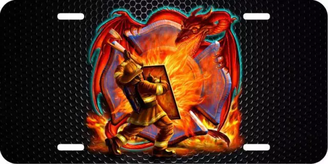 Fireman Firefighter EMC Emergency Dragon Aluminum Car License Plate Tag LP221