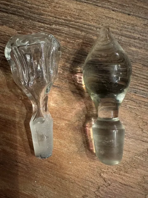 2 Glasstöpsel Kristallstöpsel Stöpsel für Karaffen * farblos teilw. antik