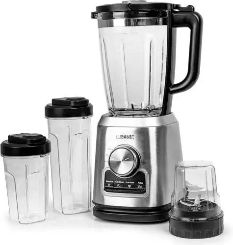 Duronic Jug Blender BL114 with Grinder 1.75L Glass Table Jug, 1400W Stainless St