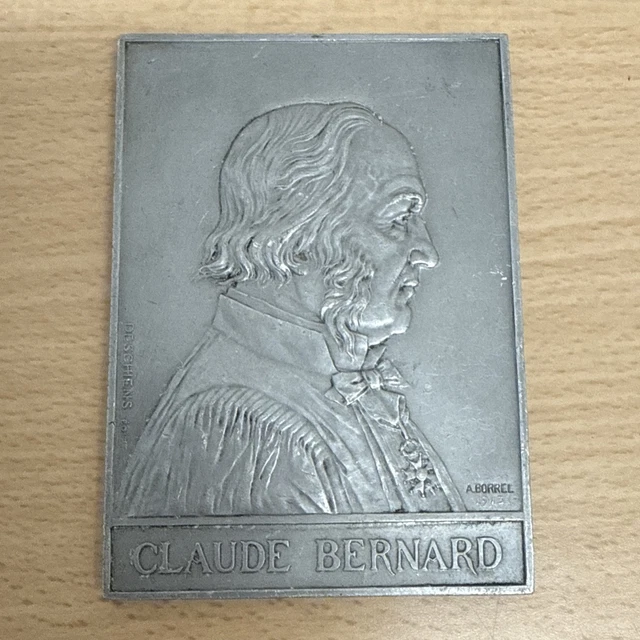 Médaille Plaque Pr Claude Bernard – Académie De Médecine – BORREL 1913 – Aluminium