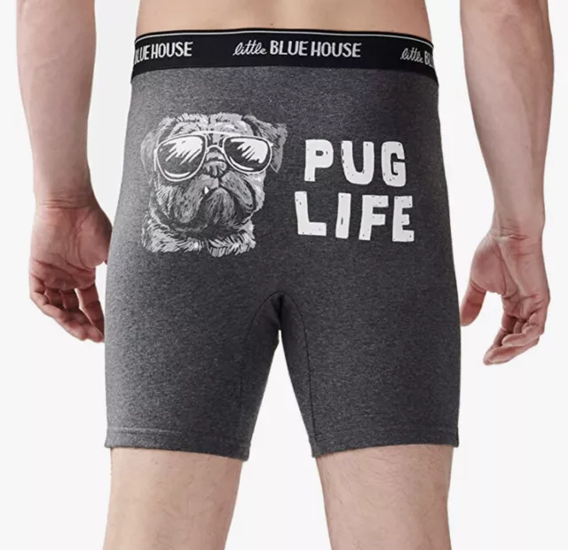 NWT Little Blue House by Hatley Pug Life Boxer Brief Grey Size XL