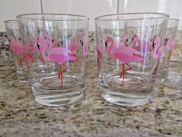 4 x IKEA SOMMARFINT PINK FLAMINGO  DRINKING GLASSES TUMBLERS