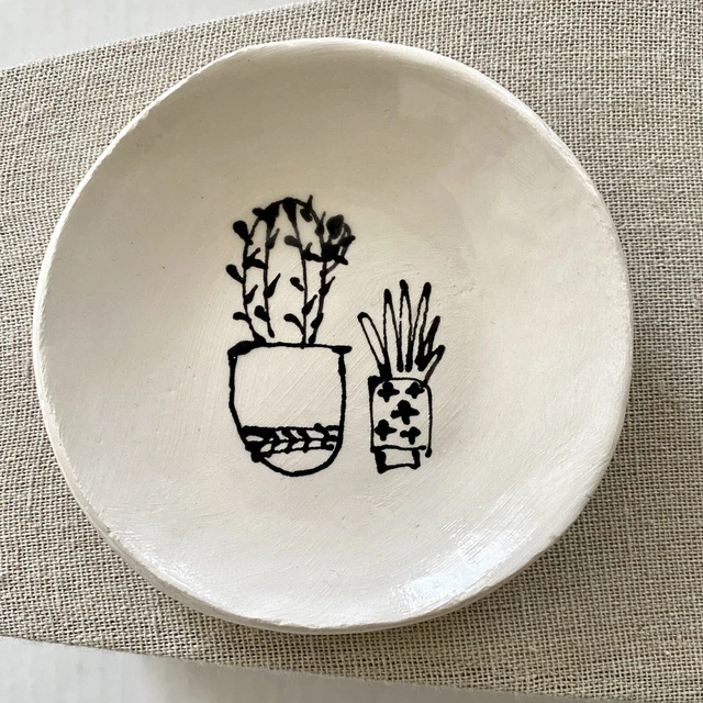 Cactus Ring Dish Luna Reece Hand Made Signed Trinket Tray Spoon Rest 3.75"