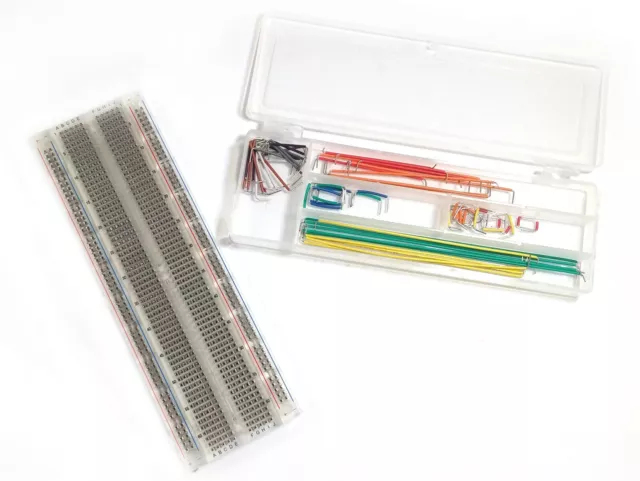 Solderless Clear Breadboard (810 Tie Points) 6.5" x 2.1" with 70 Jumper Wires