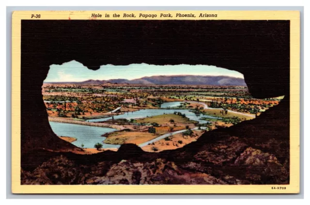Phoenix, AZ Arizona, Papago Park, Hole in the Rock, Linen Postcard