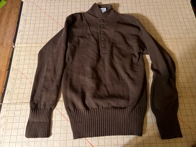 US Army Brown DSCP Garrison Sweater Brownie Military Pullover L 8405-01-224-9065
