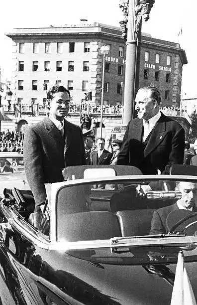 King Bhumibol Adulyadej Thailand, aka Rama IX, with Jose Maria de - Old Photo