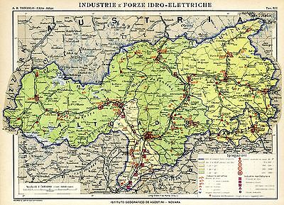 Alto Adige-Südtirol Carta Geografica Coltura della Vite e del Mais.1919 Flora 