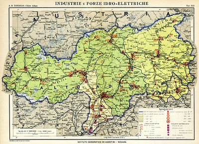 Map.1919 Distribuzione delle Nazionalità Carta Geografica Alto Adige-Südtirol 