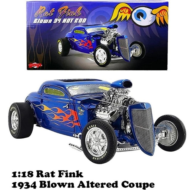 Rat Fink ACME 1/18 Rat Fink 1934 Blown Altered Coupe Car Motorcycle American G
