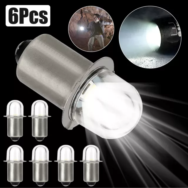 6pcs P13.5S LED Flashlight Lights Torch Lamp Bulbs 3V White Upgrade Replacement