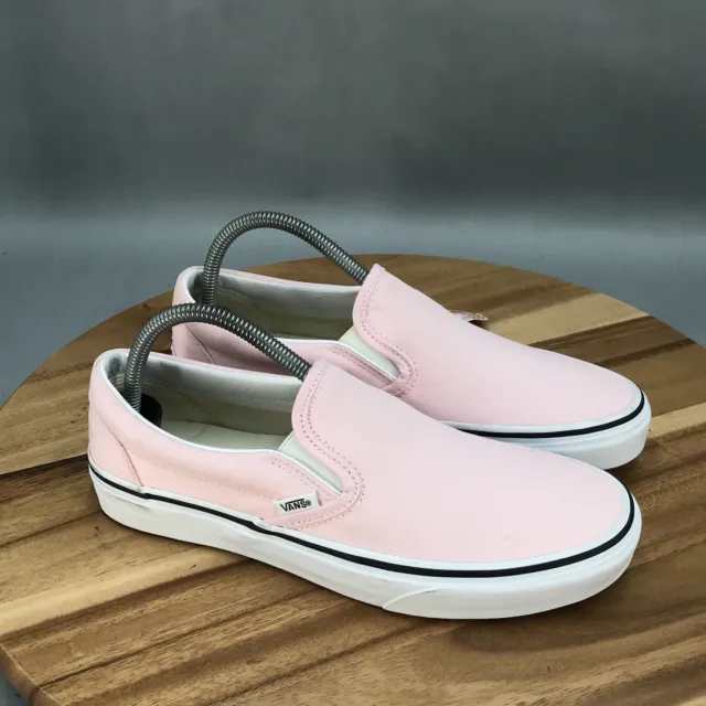 Vans Classic Slip On Skate Shoes Womens 9.5 Pink Canvas Slip On Low Top