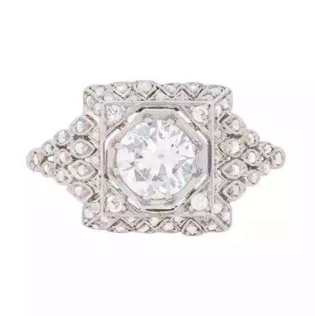 1930s Stunning Art Deco Style 1.32CT Cubic Zirconia 925 Sterling Silver Ring 2