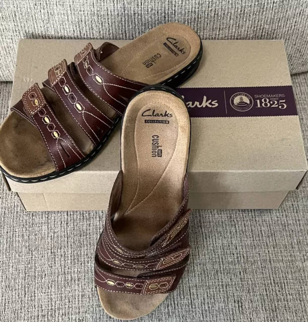 Women's Clarks, Leisa Cacti Sandal 26117619 Brown Leather Size 9