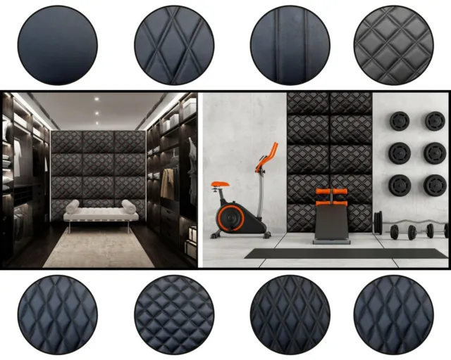 Cabecera de panel de pared tapizado cuero genuino varios tamaños y diseños
