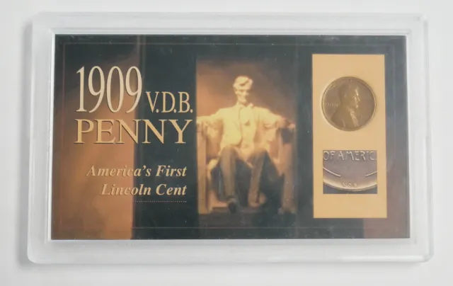 1909 VDB US Mint Lincoln Wheat Back Small 1 Cent Penny w/ Display Case