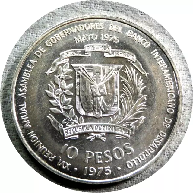 elf Dominican Republic 10 Pesos 1975 Intl Bankers Conference Proof