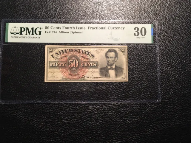 50 Cent Fractional Lincoln Note PMG 30 Very Fine Fr 1374