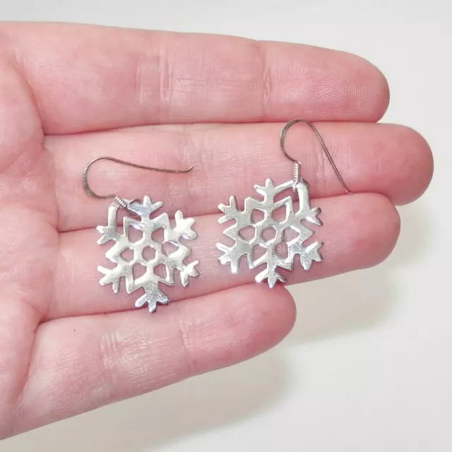 Sterling Silver 925 Earrings Christmas Southwestern Earrings Large Snowflake