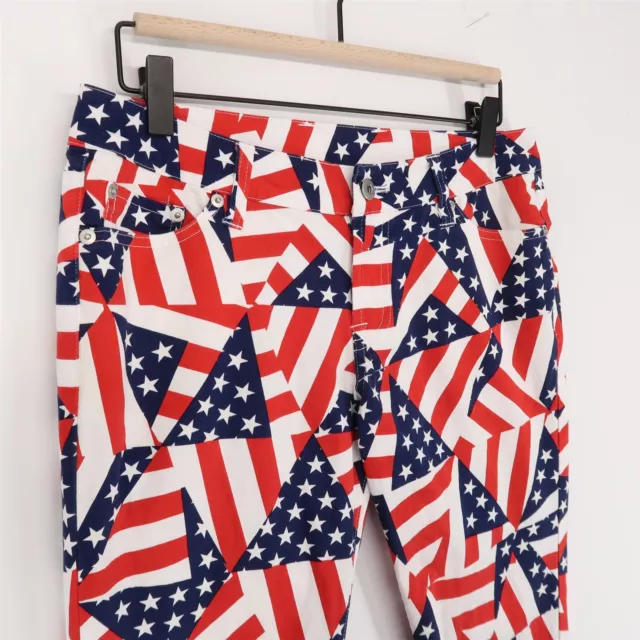 Loudmouth Ladies Golf Pants Womens 4 Red White Blue Stars Stripes 5 Pocket 3