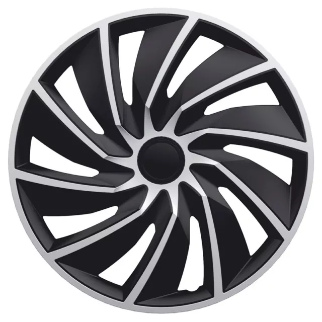 Copricerchi Coprimozzi Copriruota Turbo 16 pollici Argento/Nero Set (4 Pezzo)