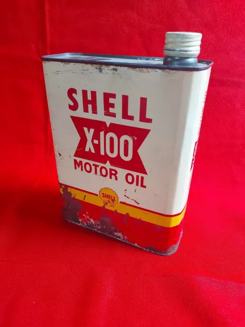 ancien bidon d huile Shell X 100 Motor Oil Garage Vintage