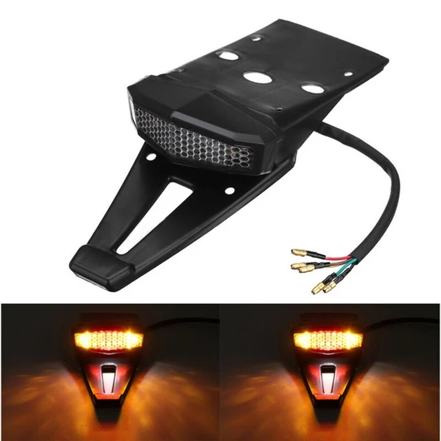 Lampe LED Plaque D'Immatriculation Moto Universelle CNC Aluminium Noir - 6 LED Blancs Étanche Éclairage Arrière Stylé !