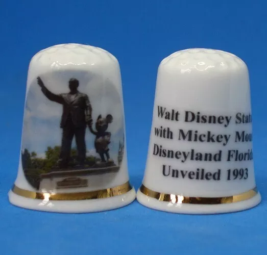 Birchcroft China Thimble -- Walt Disney Statue unveiled 30 Years ago