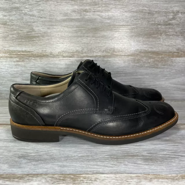 ECCO MENS BLACK Leather Wingtip Oxford Dress Shoes Size EU 47 US 13 ...