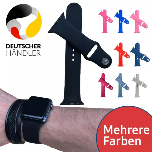 Sport Ersatz Armband Passend Für Apple Watch Series 1-7 38 - 45 mm Strap Silikon