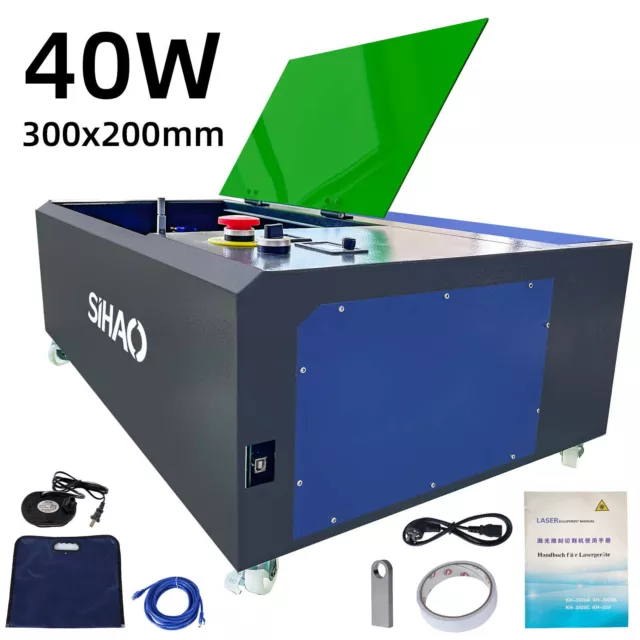 VEVOR Graveur Laser CO2 Machine de Gravure Découpe 40W 200x300 mm 2500DPI