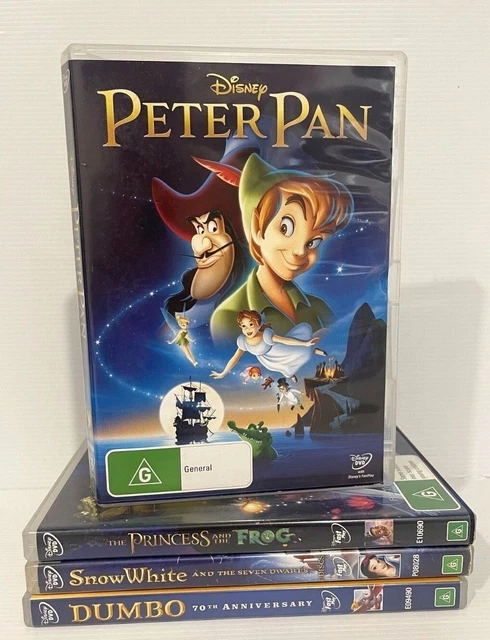 4 x Dumbo Snow White Peter Pan Princess And The Frog DVD Disney Movie Tracked