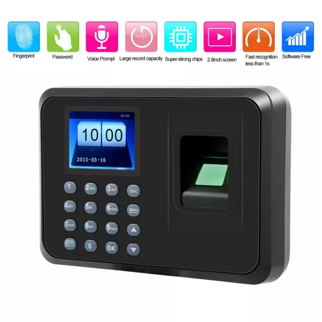 2.4in LCD Digital Fingerprint Password Attendance Machine Time Clock Recorder