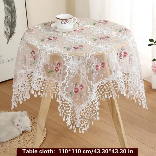 European Embroidered Lace Tablecloth Rectangle Square Floral Table Cover Home