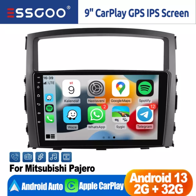 32G Carplay Android 13 Car Stereo WIFI GPS Head Unit For Mitsubishi PAJERO 06-14