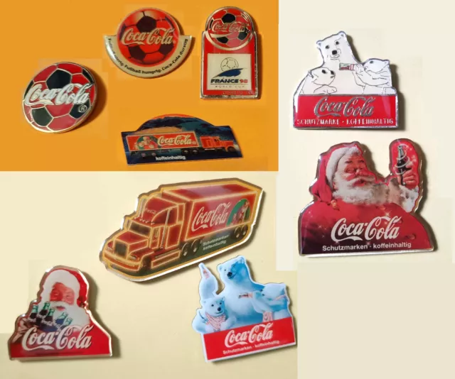 12 Pins Coca Cola Anstecker Sammlung Eisbär Truck X-Mas Fussball Santa Claus